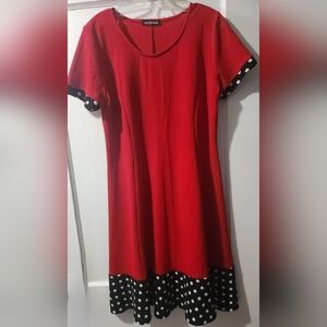 Red Mini Dress with Black Polka Dot Accents size:L